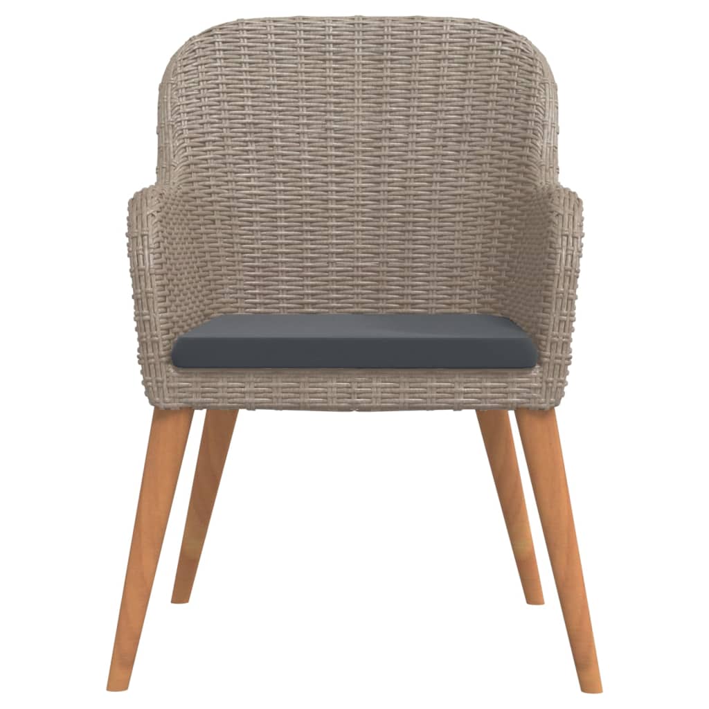 spisebordssæt til haven 3 dele med hynder polyrattan brun