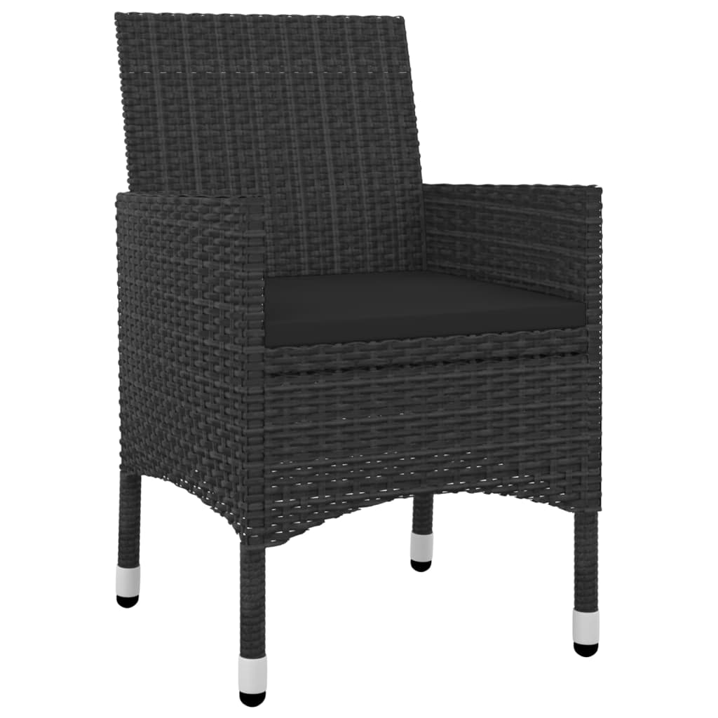 spisebordssæt til haven 3 dele med hynder polyrattan og glas