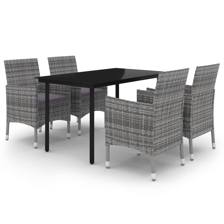 spisebordssæt til haven 5 dele med hynder polyrattan og glas