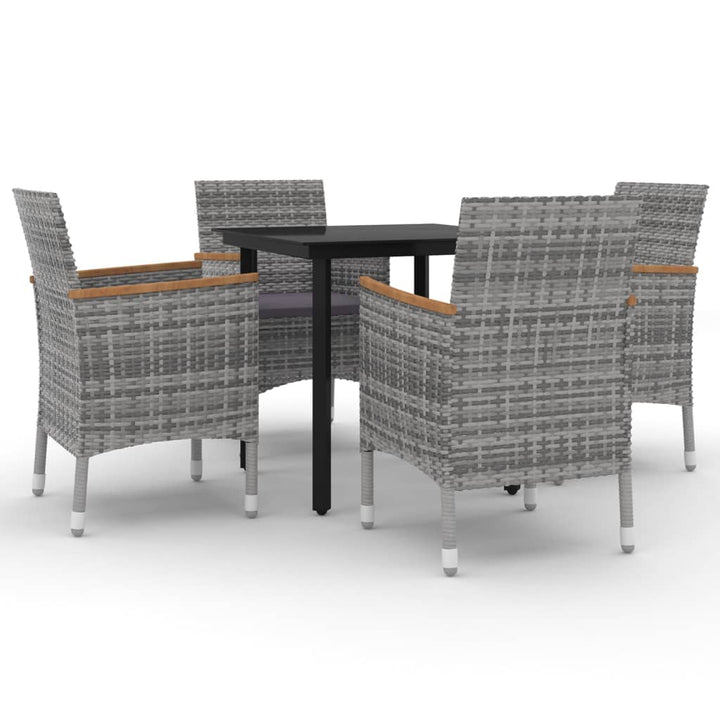 spisebordssæt til haven 5 dele med hynder polyrattan og glas