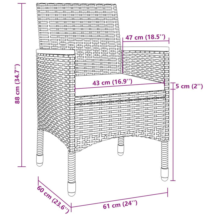 spisebordssæt til haven 7 dele med hynder polyrattan og glas