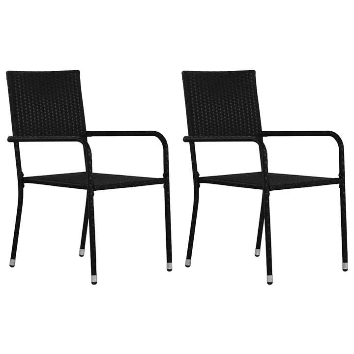 havestole 2 stk. stabelbare polyrattan sort