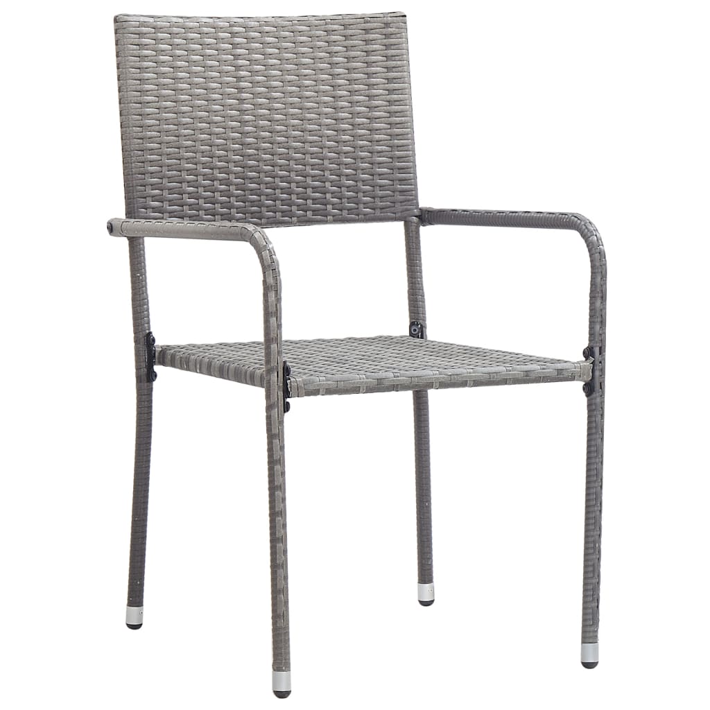 havestole 2 stk. stabelbare polyrattan grå