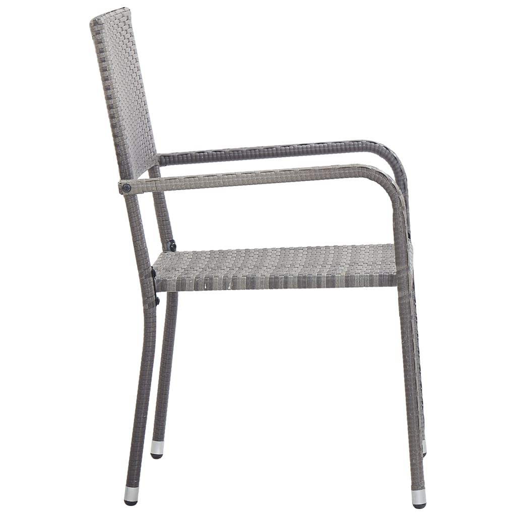 havestole 2 stk. stabelbare polyrattan grå