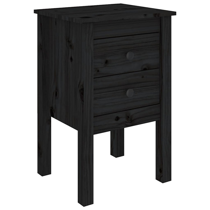 sengeborde 2 stk. 40x35x61,5 cm massivt fyrretræ sort