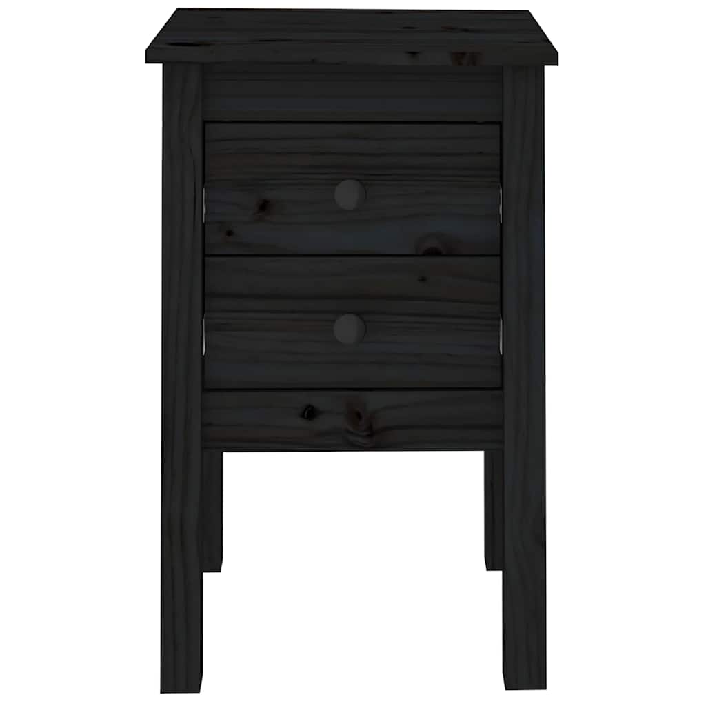 sengeborde 2 stk. 40x35x61,5 cm massivt fyrretræ sort