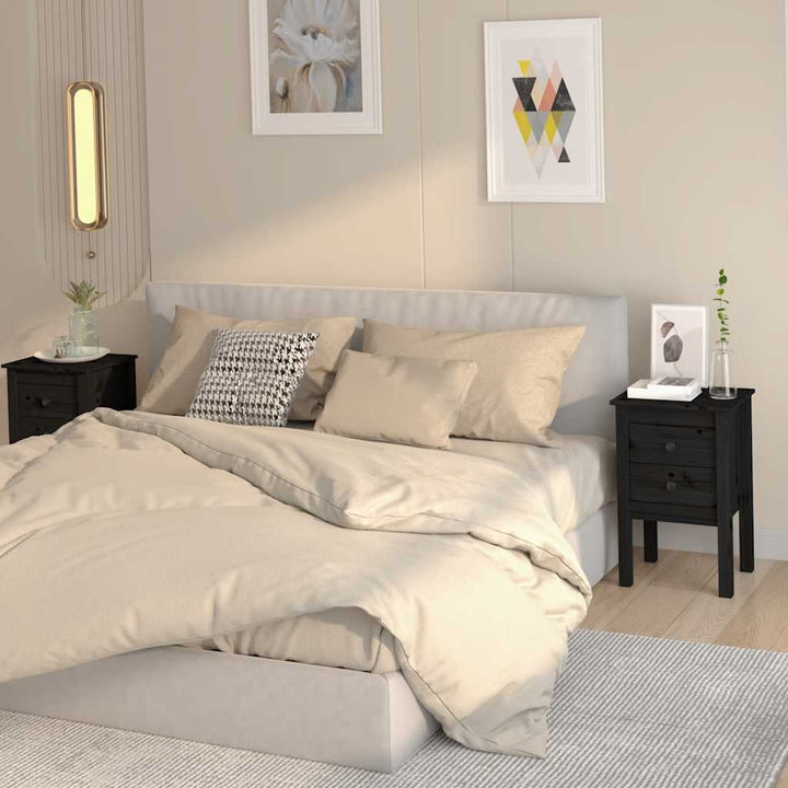 sengeborde 2 stk. 40x35x61,5 cm massivt fyrretræ sort