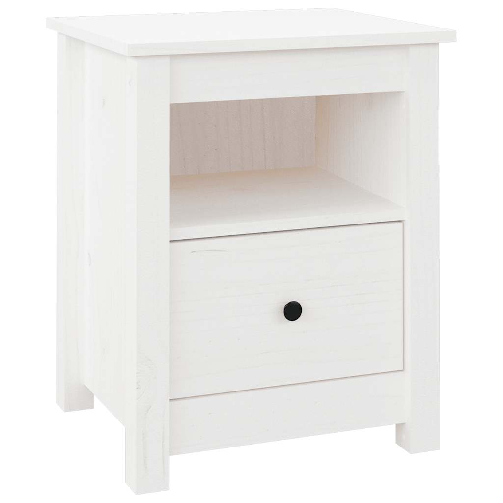 sengebord 40x35x49 cm massivt fyrretræ hvid