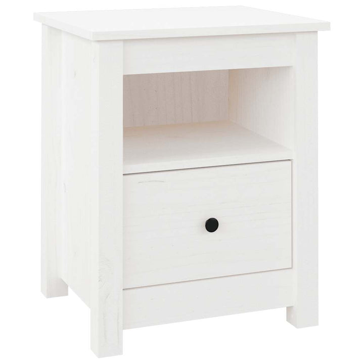 sengebord 40x35x49 cm massivt fyrretræ hvid