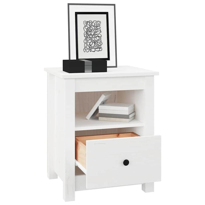sengebord 40x35x49 cm massivt fyrretræ hvid