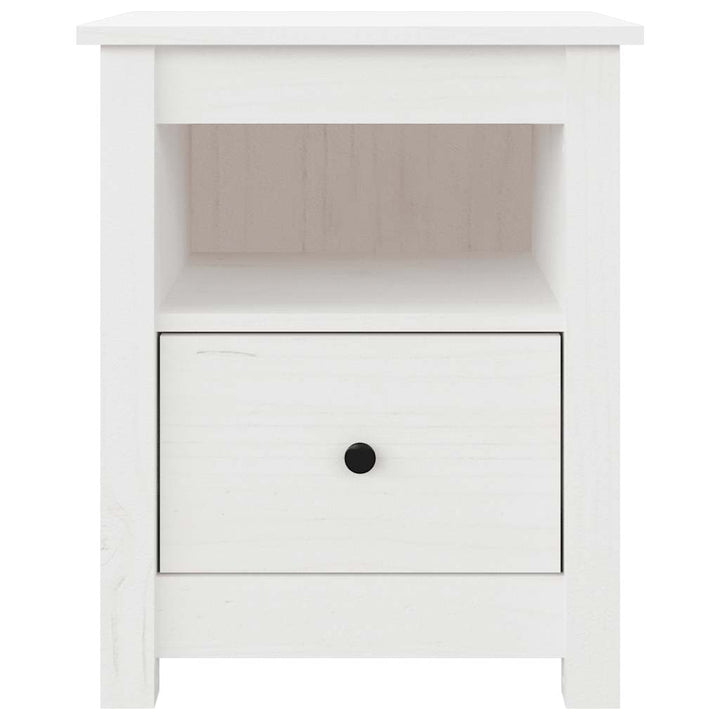 sengebord 40x35x49 cm massivt fyrretræ hvid