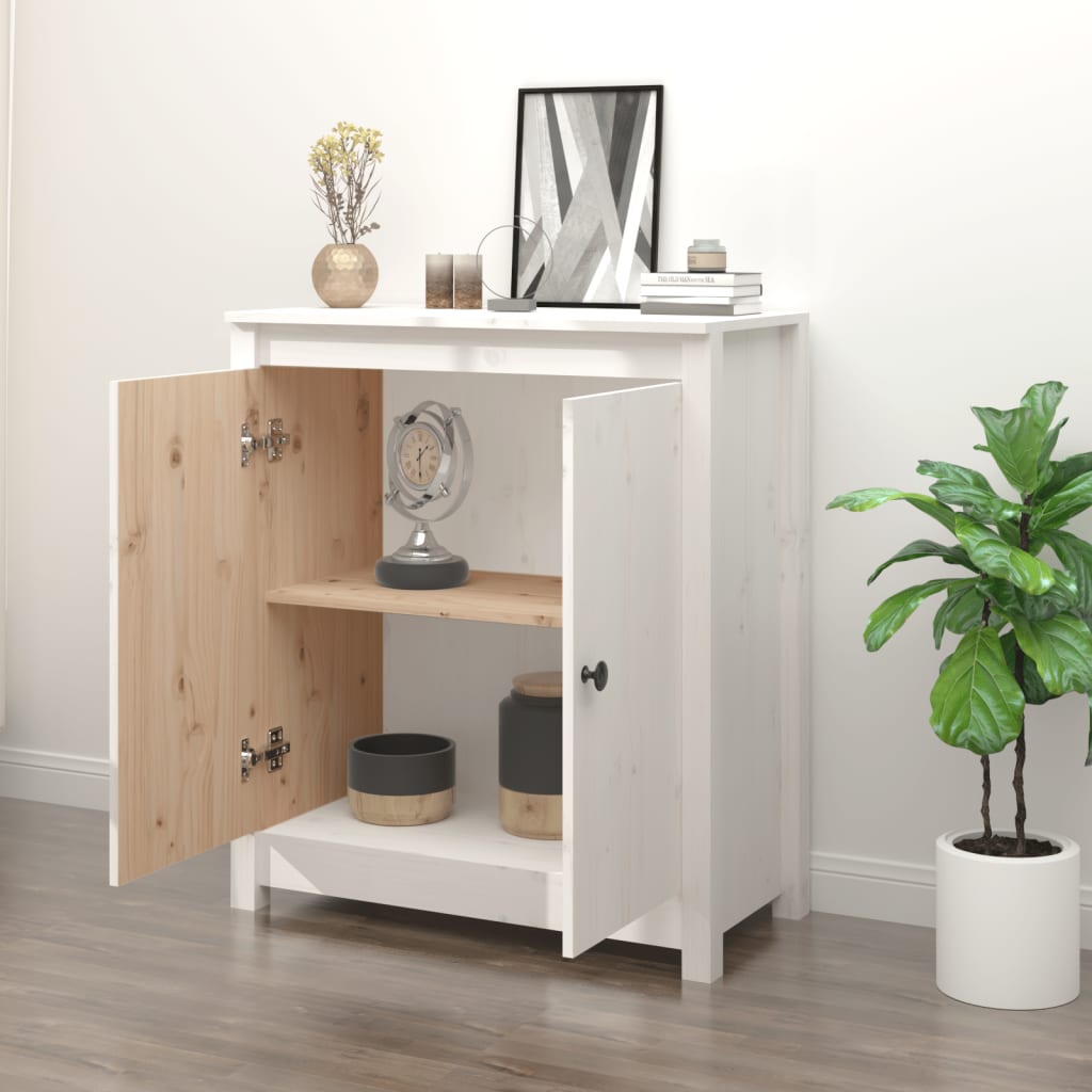 skænk 70x35x80 cm massivt fyrretræ hvid