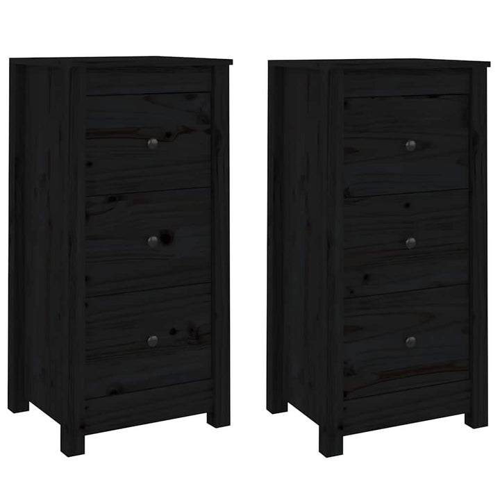 skænke 2 stk. 40x35x80 cm massivt fyrretræ sort