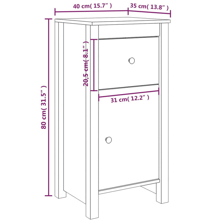 skænk 40x35x80 cm massivt fyrretræ hvid
