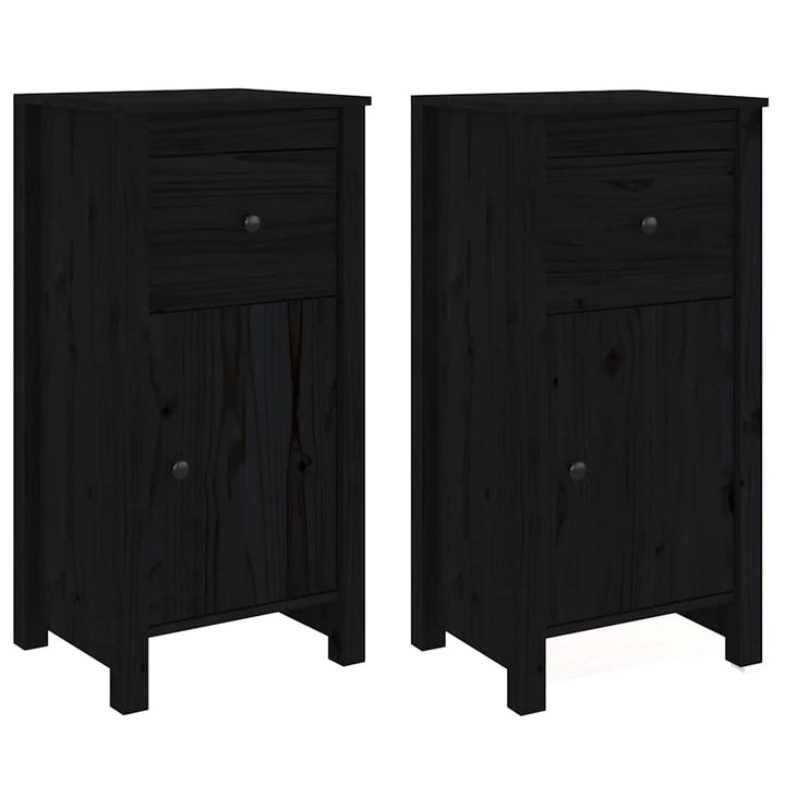 skænke 2 stk. 40x35x80 cm massivt fyrretræ sort