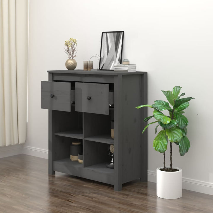skænk 70x35x80 cm massivt fyrretræ grå