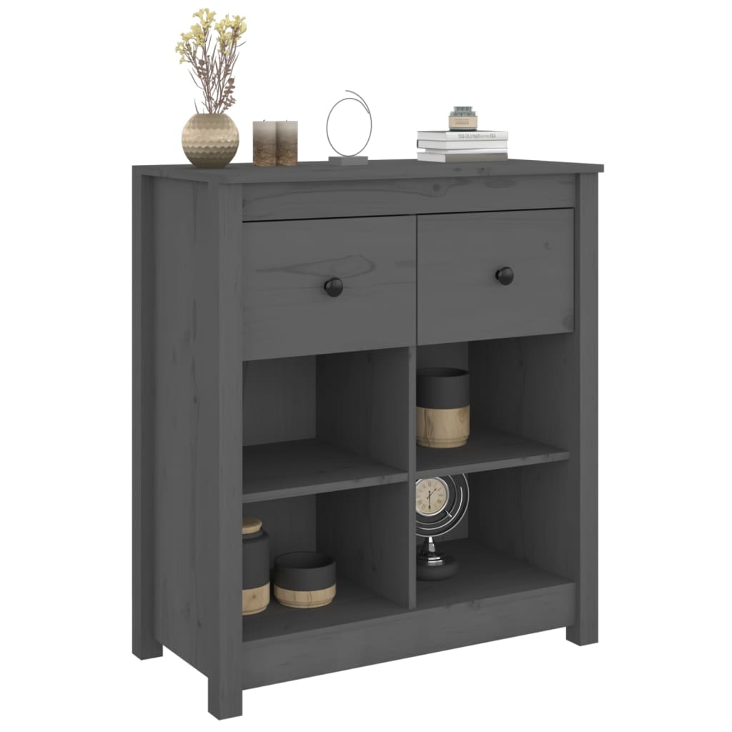 skænk 70x35x80 cm massivt fyrretræ grå