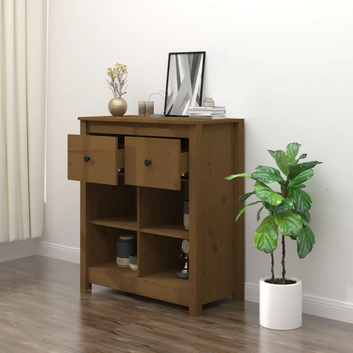 skænk 70x35x80 cm massivt fyrretræ gyldenbrun