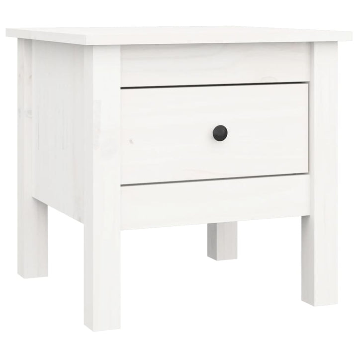 sidebord 40x40x39 cm massivt fyrretræ hvid