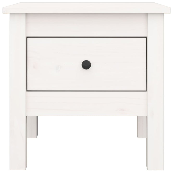sidebord 40x40x39 cm massivt fyrretræ hvid