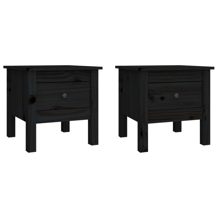 sideborde 2 stk. 40x40x39 cm massivt fyrretræ sort