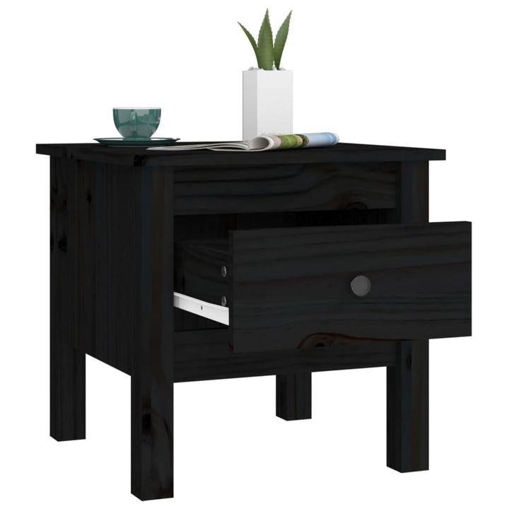 sideborde 2 stk. 40x40x39 cm massivt fyrretræ sort
