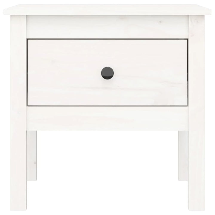 sidebord 50x50x49 cm massivt fyrretræ hvid