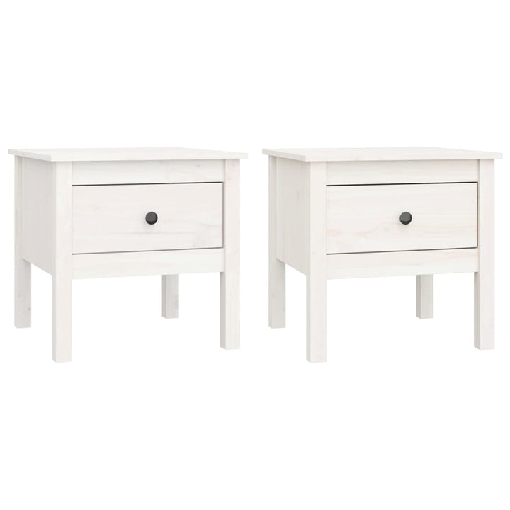 sideborde 2 stk. 50x50x49 cm massivt fyrretræ hvid