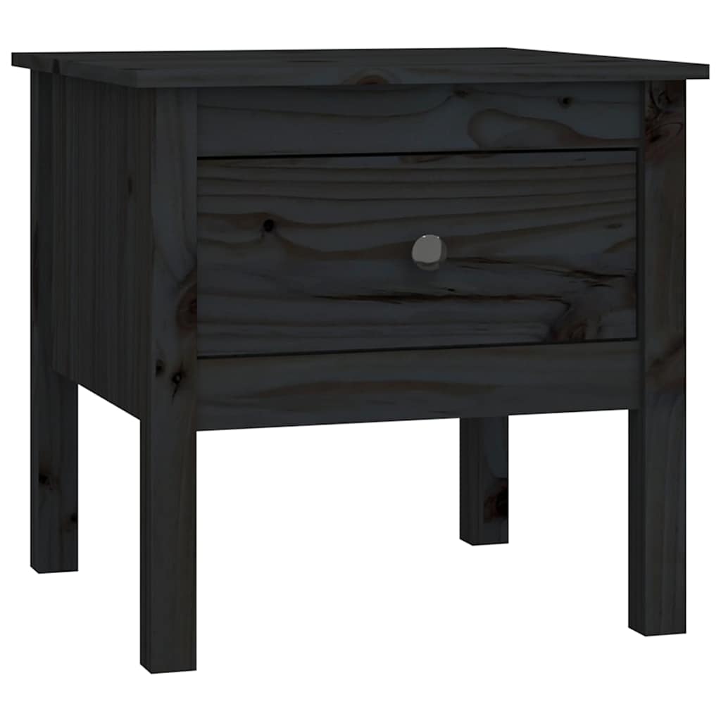 sidebord 50x50x49 cm massivt fyrretræ sort