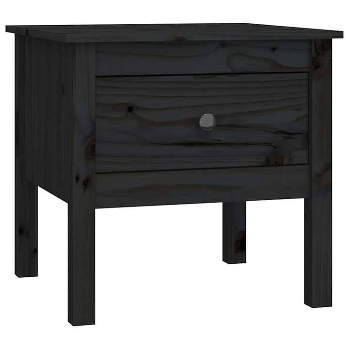 sidebord 50x50x49 cm massivt fyrretræ sort