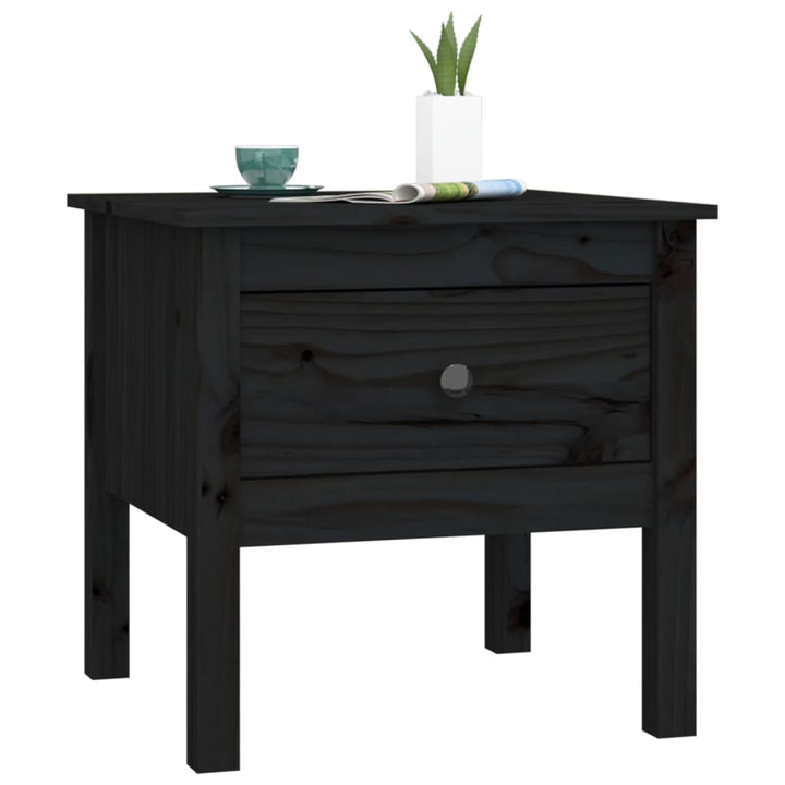 sidebord 50x50x49 cm massivt fyrretræ sort