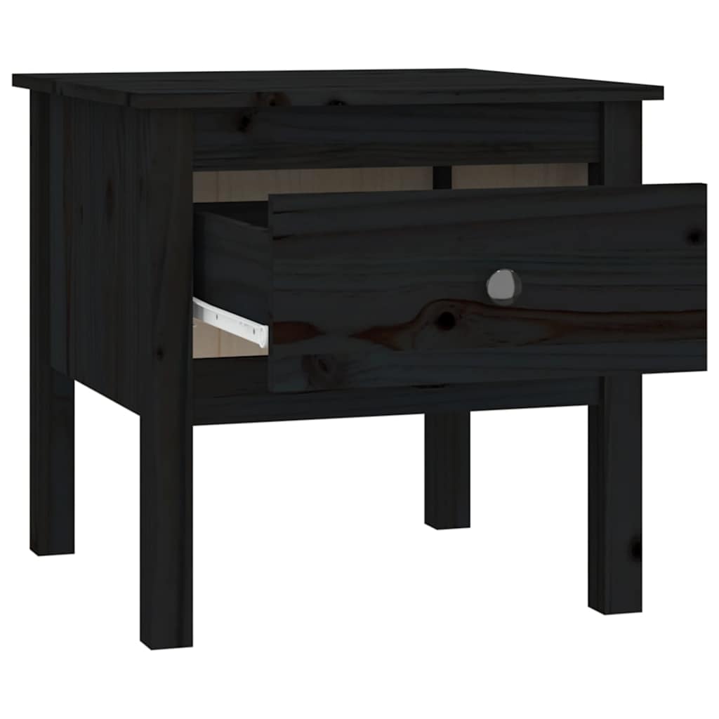 sidebord 50x50x49 cm massivt fyrretræ sort