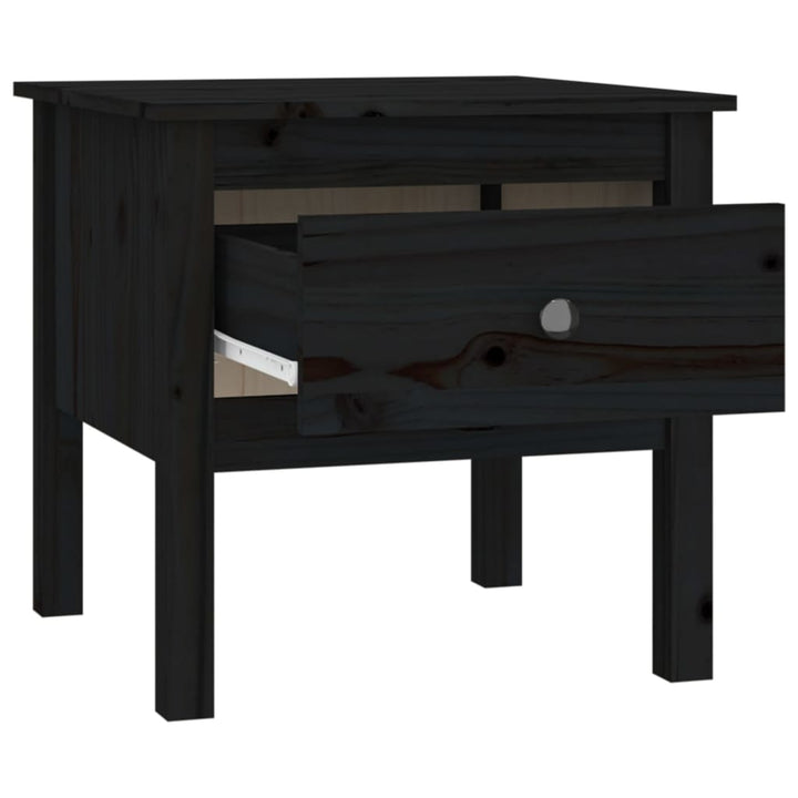 sidebord 50x50x49 cm massivt fyrretræ sort