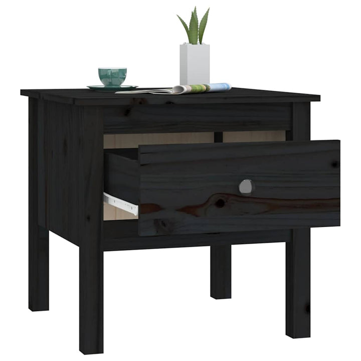 sideborde 2 stk. 50x50x49 cm massivt fyrretræ sort