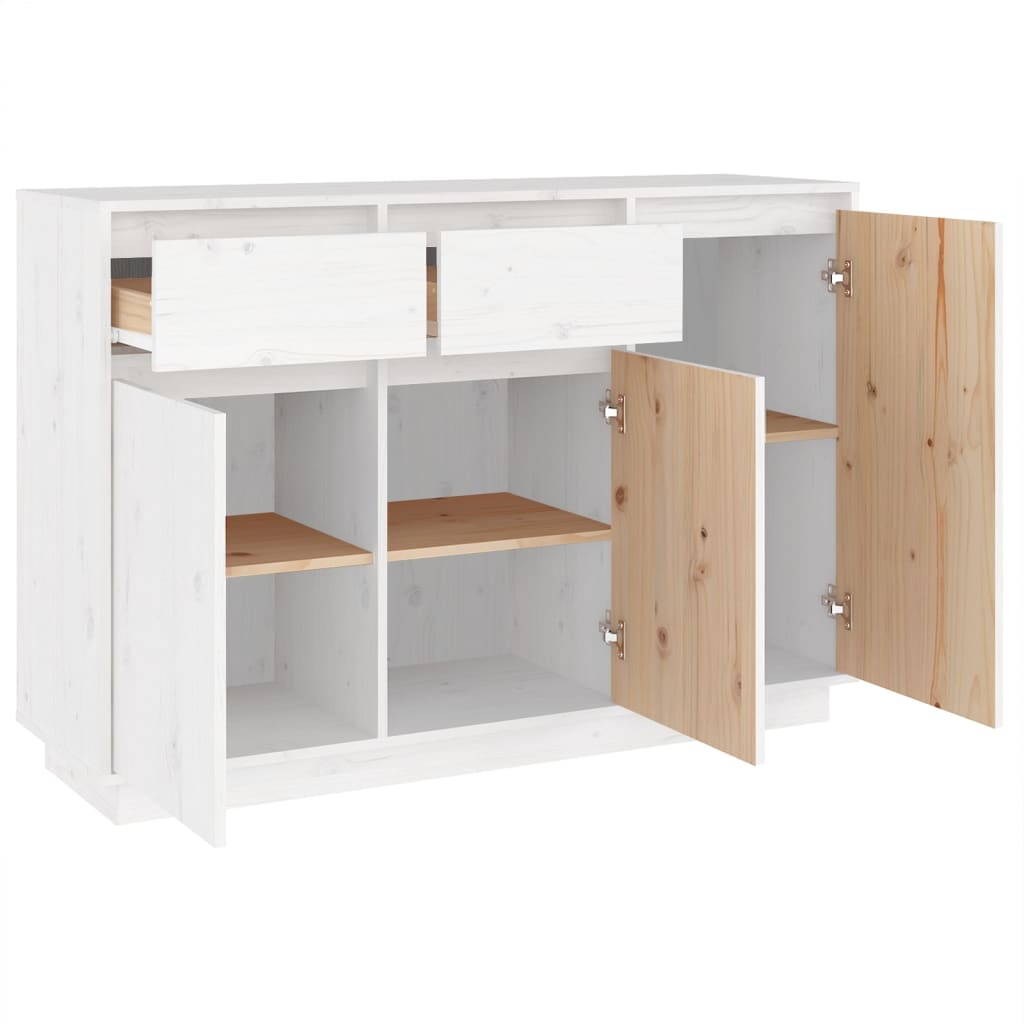 skænk 110x34x75 cm massivt fyrretræ hvid