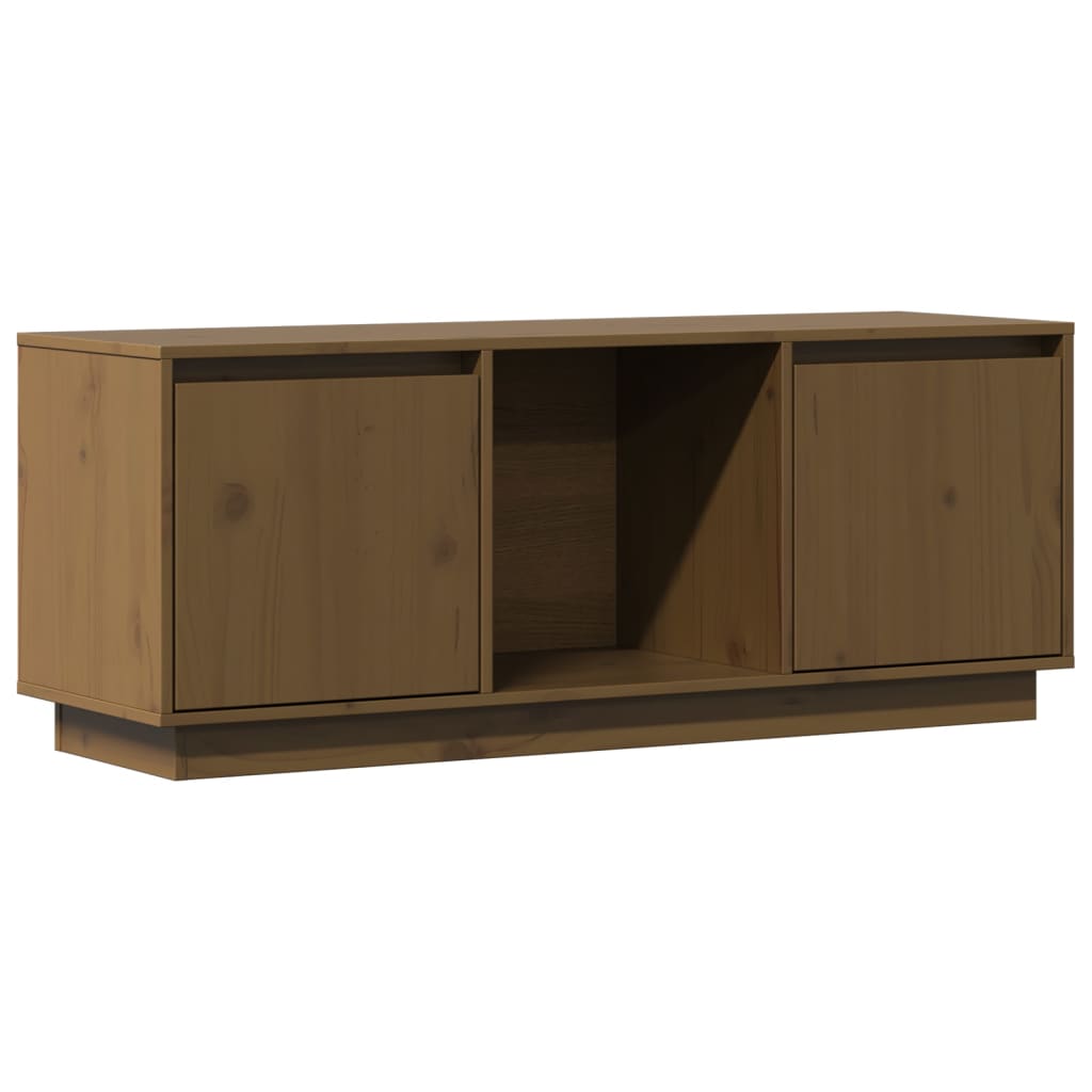 tv-bord 110,5x35x44 cm massivt fyrretræ gyldenbrun