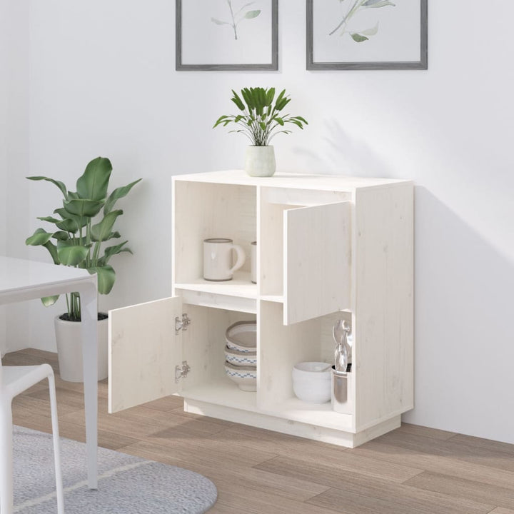 skænk 74x35x80 cm massivt fyrretræ hvid
