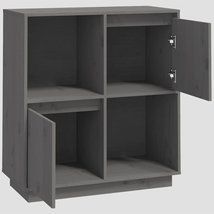 skænk 74x35x80 cm massivt fyrretræ grå