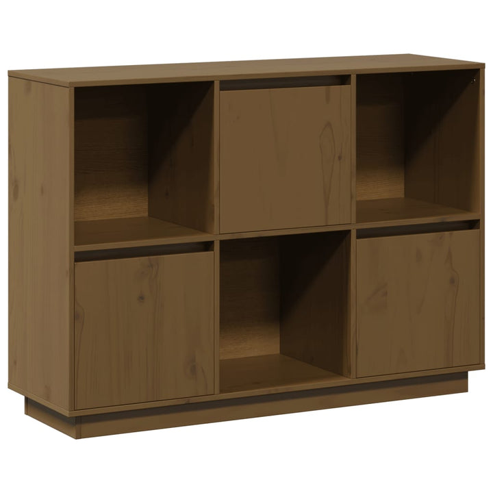 skænk 110,5x35x80 cm massivt fyrretræ gyldenbrun