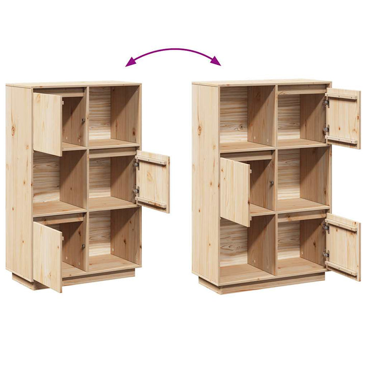 højskab 74x35x117 cm massivt fyrretræ