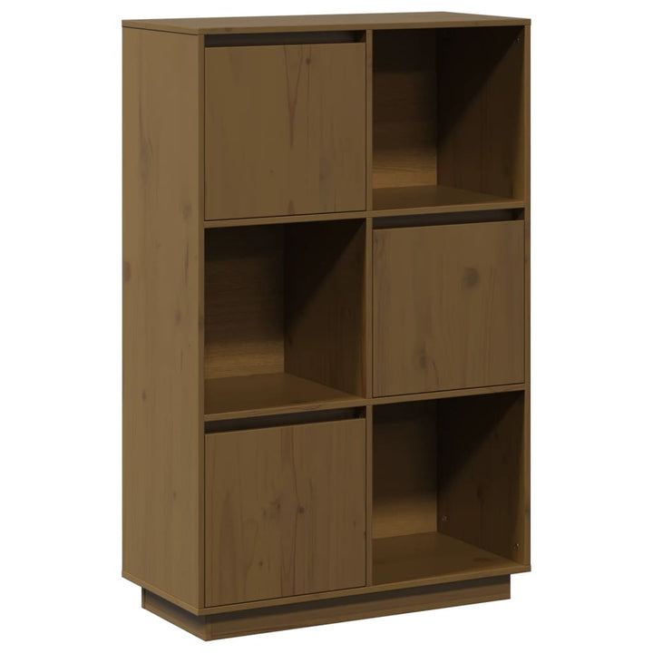 højskab 74x35x117 cm massivt fyrretræ gyldenbrun