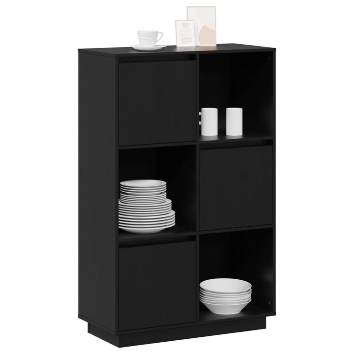 højskab 74x35x117 cm massivt fyrretræ sort