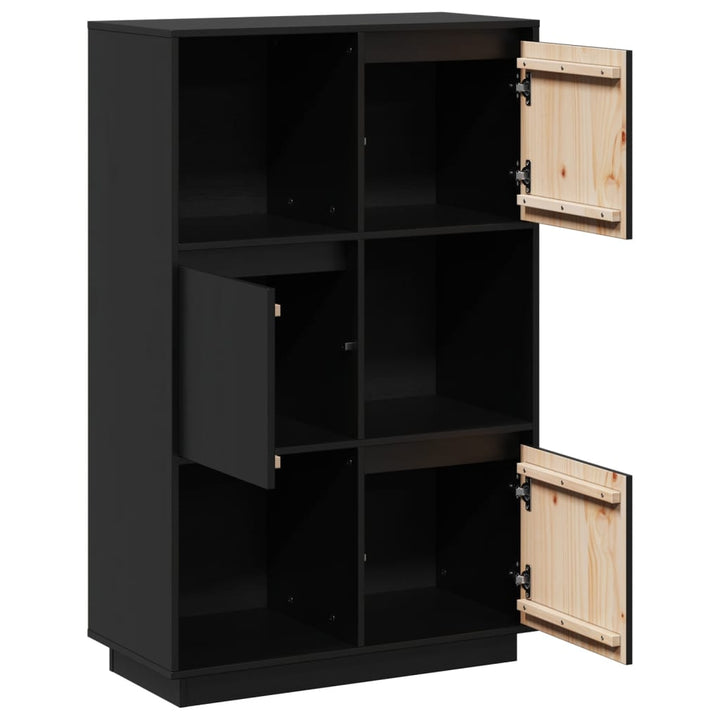 højskab 74x35x117 cm massivt fyrretræ sort