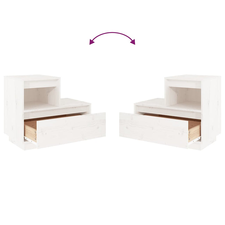 sengeborde 2 stk. 60x34x51 cm massivt fyrretræ hvid