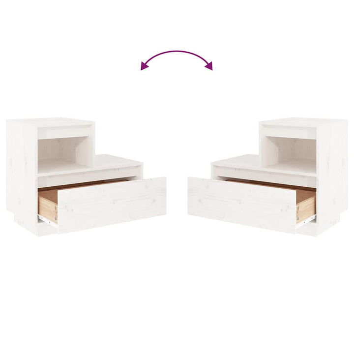 sengeborde 2 stk. 60x34x51 cm massivt fyrretræ hvid