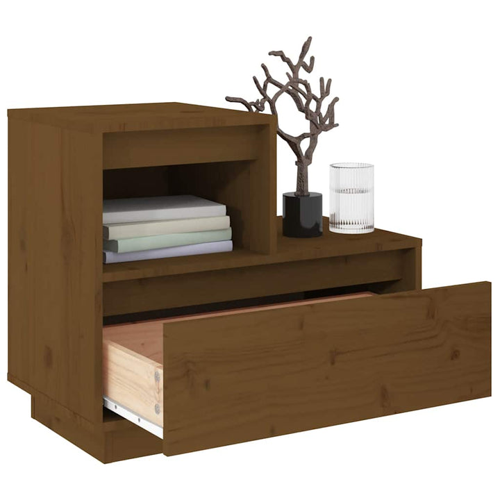 sengeborde 2 stk. 60x34x51 cm massivt fyrretræ gyldenbrun