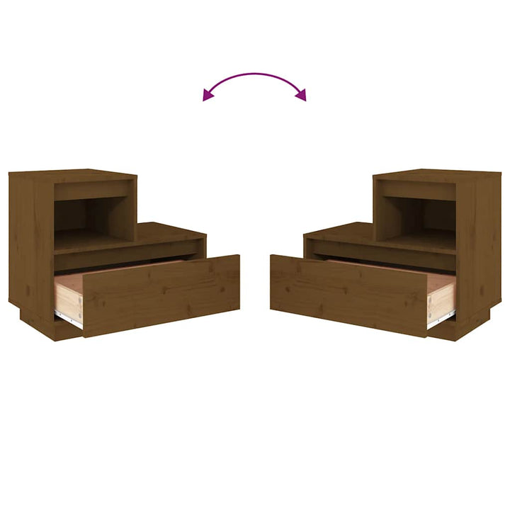 sengeborde 2 stk. 60x34x51 cm massivt fyrretræ gyldenbrun