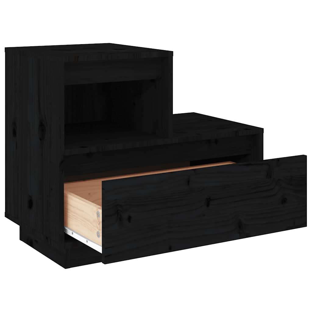 sengeborde 2 stk. 60x34x51 cm massivt fyrretræ sort