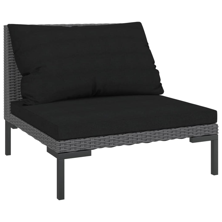 loungesæt til haven 7 dele med hynder polyrattan mørkegrå