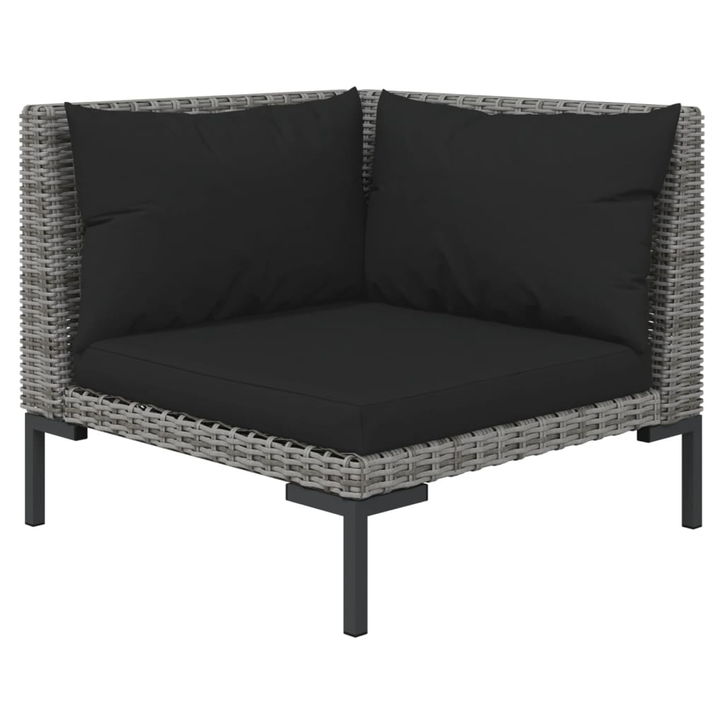 loungesæt til haven 7 dele med hynder polyrattan mørkegrå